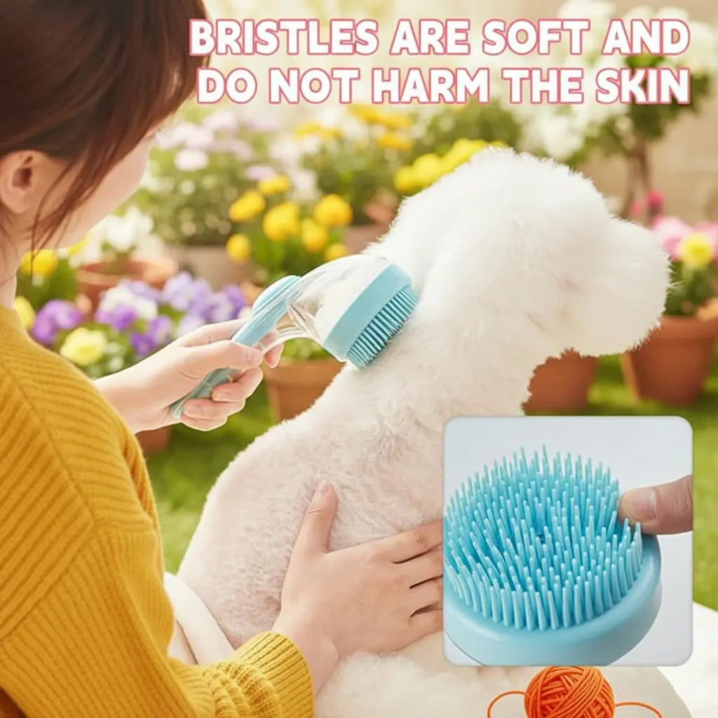 2026 Advanced 2-In-1 Pet Bathing and Grooming Brush with Integrated Shampoo Dispenser, Ergonomic Non-Slip Grip, Deshedding Tool for Home Use, Enhances Circulation and Reduces Shedding for Dogs and Cats