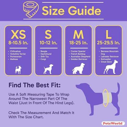 Petsworld Disposable Male Dog Diapers - Super Absorbent Belly Bands with Wetness Indicator, Leak-Proof Design for Marking, Incontinence, and Potty Training, Available in Sizes XS-L