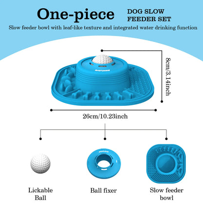 Pawlove Dog Food Slow Feeder Bowl - Anti-Slip Rubber Ball-In Design, 3/4 Cup Neater Feeder, Food-Grade, Curbs Splash Mess, Dishwasher Safe for Liquid Treats/Bone Broth, Puppy Anxiety Relief/Post-Op Feeding | Pet Supplies