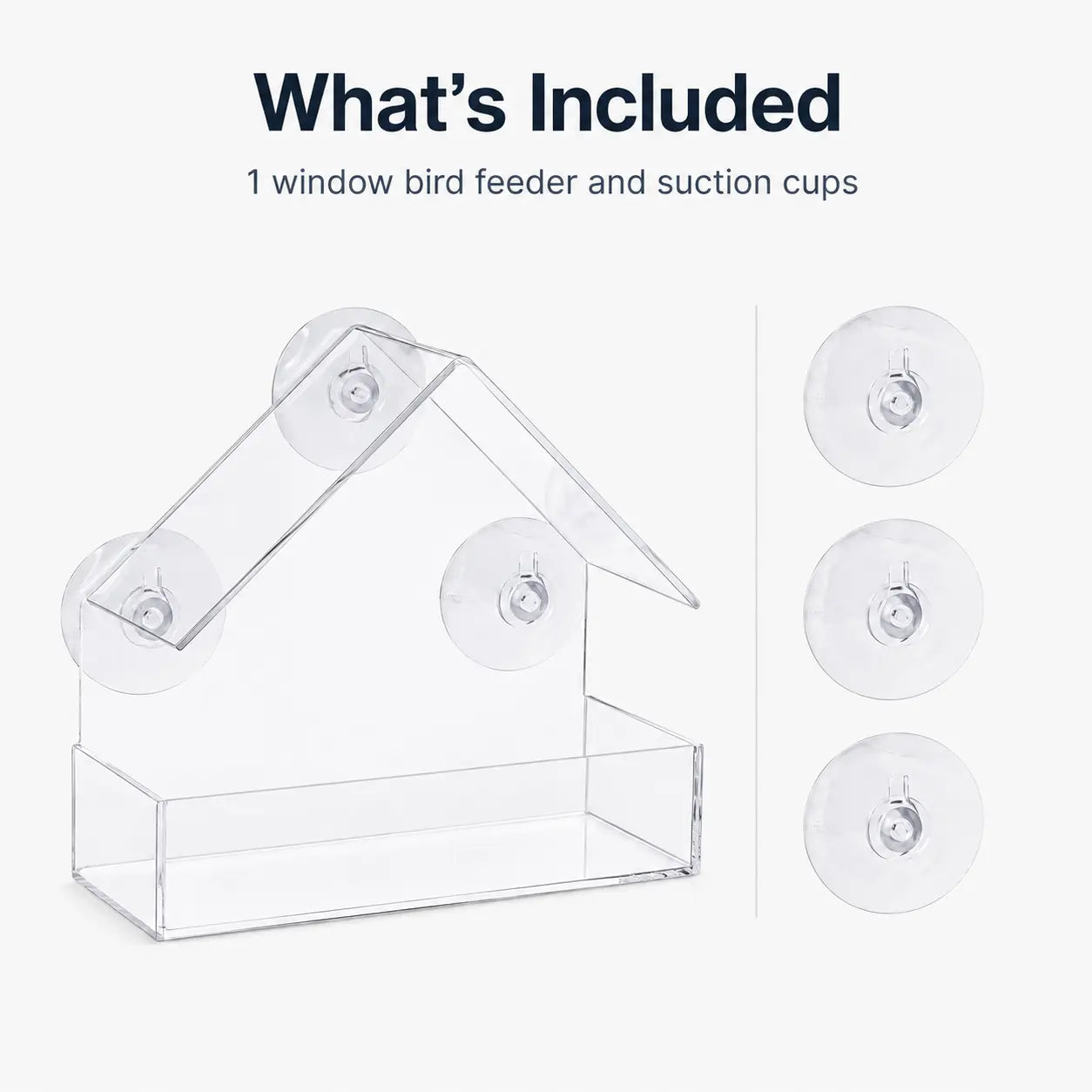 Transparent Window Bird Feeder with Suction Cups - House-Shaped Feeding Tray for Bird Watching