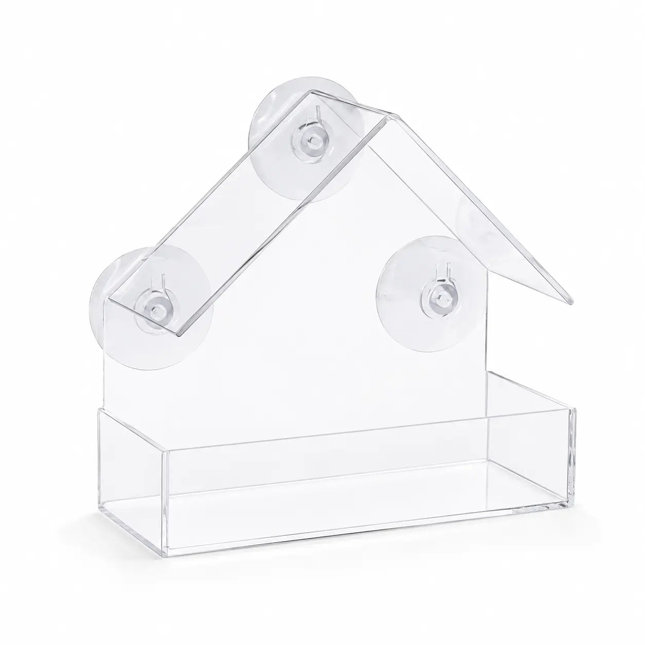 Transparent Window Bird Feeder with Suction Cups - House-Shaped Feeding Tray for Bird Watching